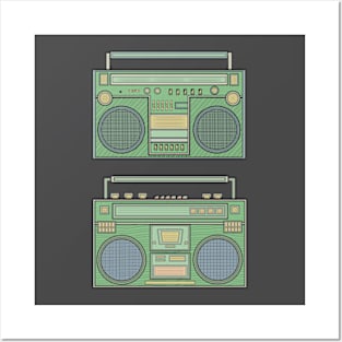 Green Classic Boombox Posters and Art